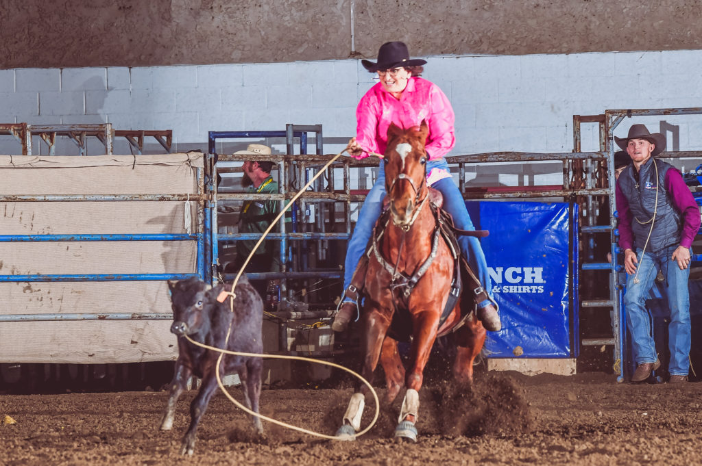 Hanna Hunsdorfer breakaway roping at the California Circuit finals.