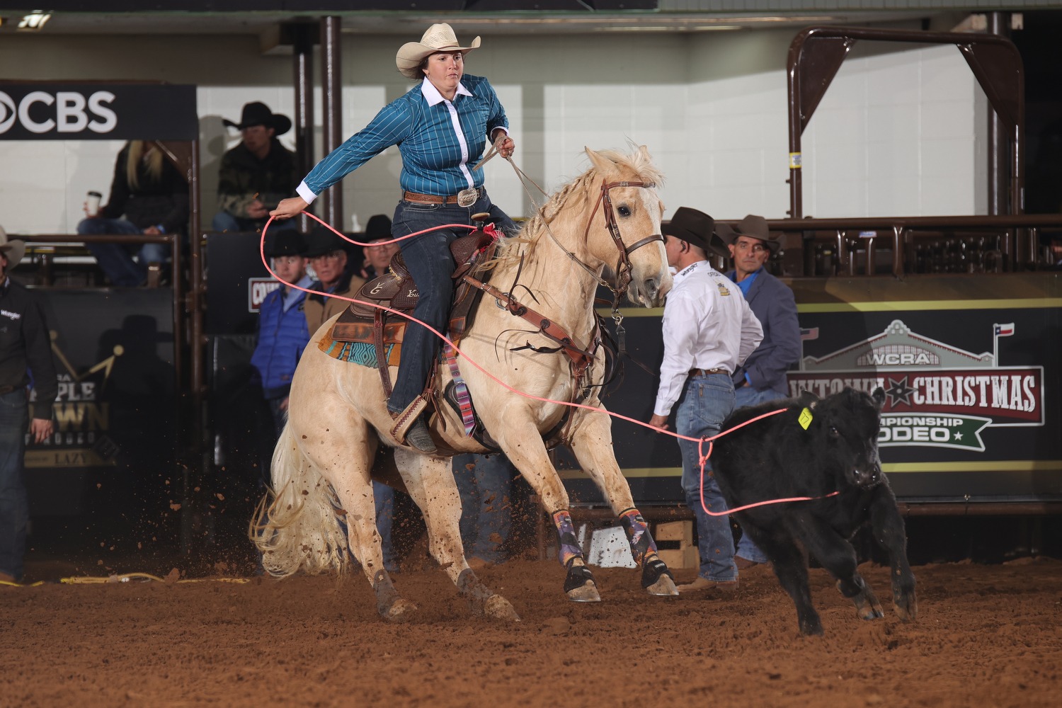 Tiffany Schieck breakaway roping at the WCRA Cowtown Christmas Championship.