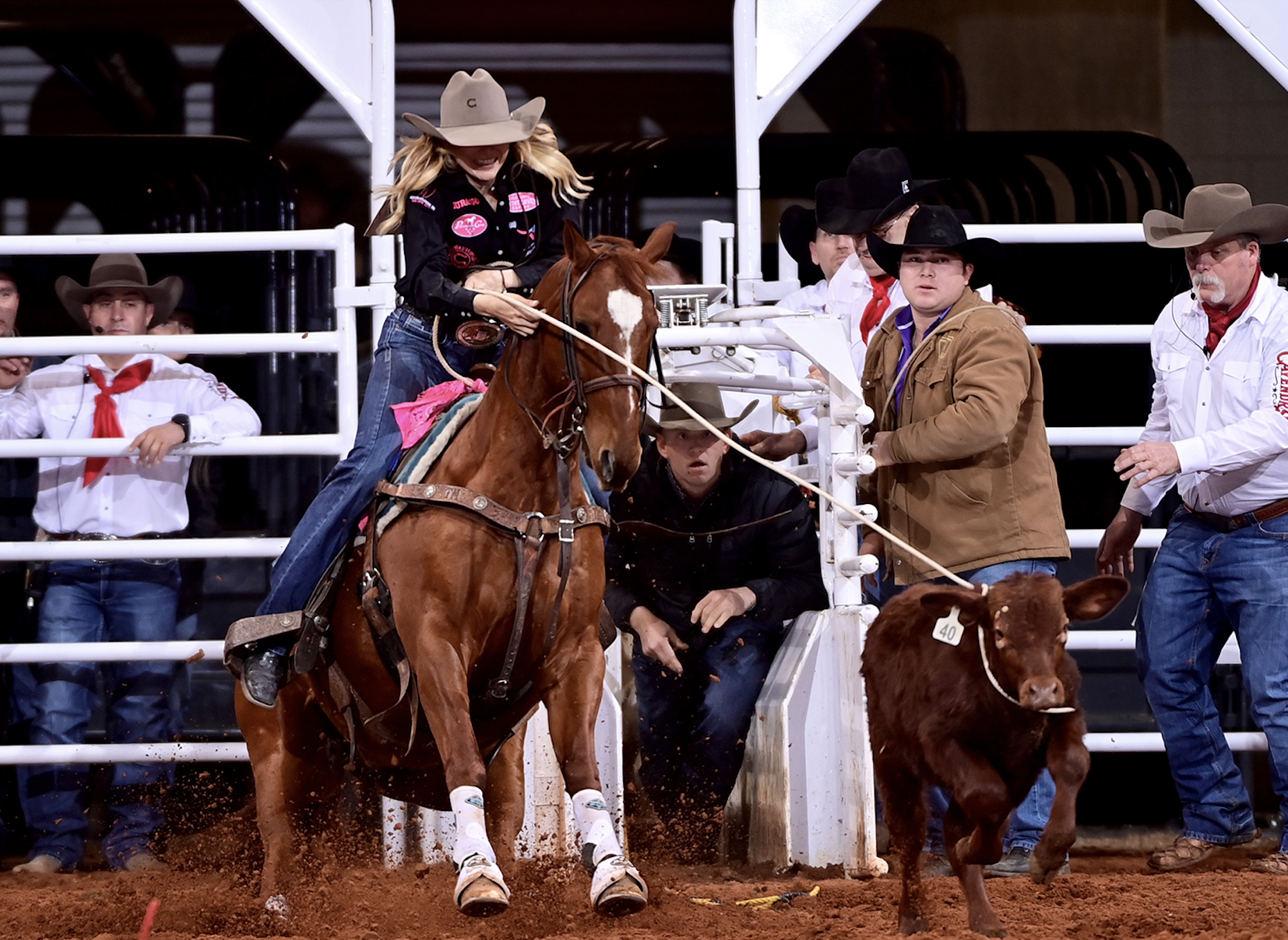 Cheyanne Guillory breakaway roping at the Fort Worth Stock Show & Rodeo.