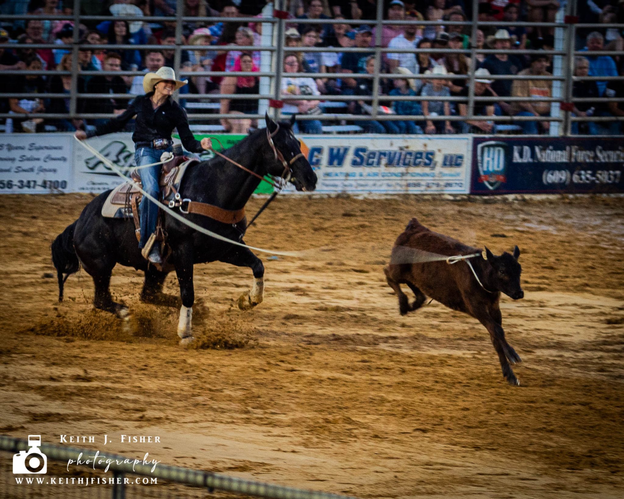 Kelsey King ropes in the breakaway roping at Cowtown Rodeo in New Jersey.